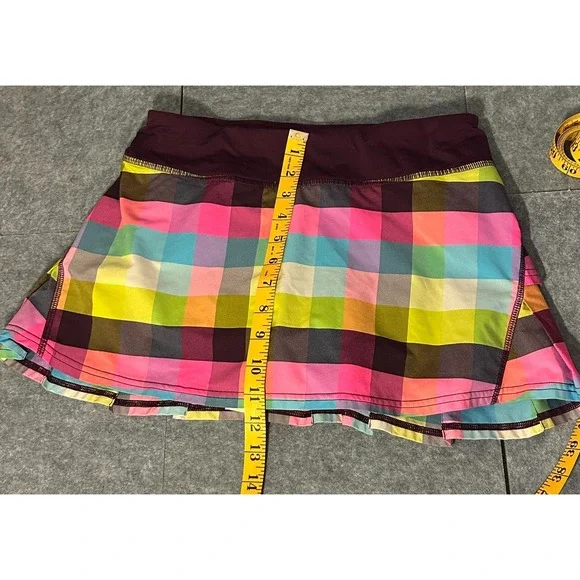 LULULEMON Pace Setter Skirt sea check plaid plum pink size 6 - Picture 6 of 12
